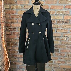 Laundry by Shelli Segal black wool blend coat size PS